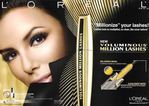 Propaganda com photoshop - Loreal Million Lashes