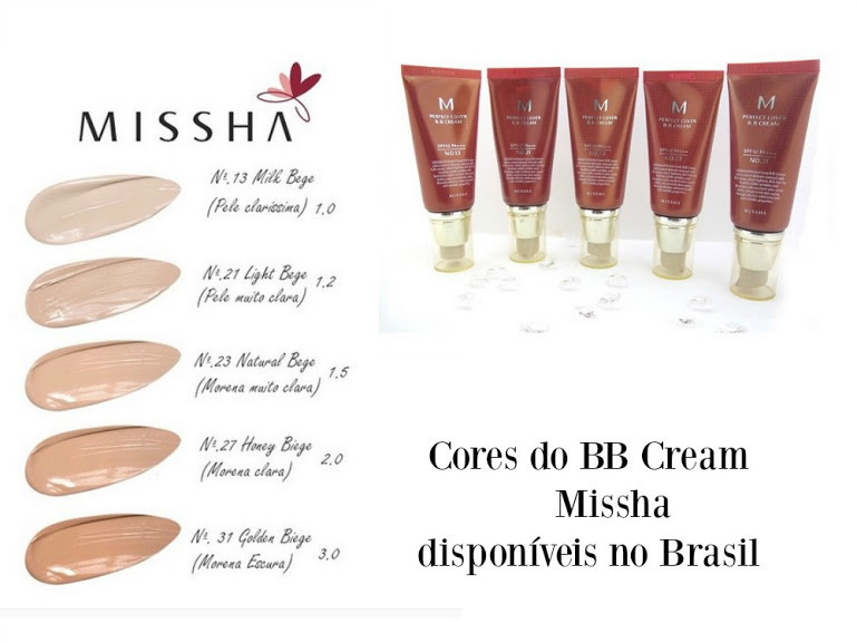 Opções de cores do Perfect Cover Missha no Brasil