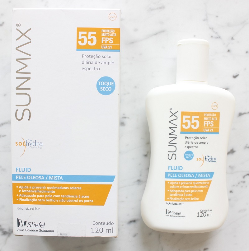Sunmax Fluid FPS55 resenha protetor solar - pele oleosa e mista