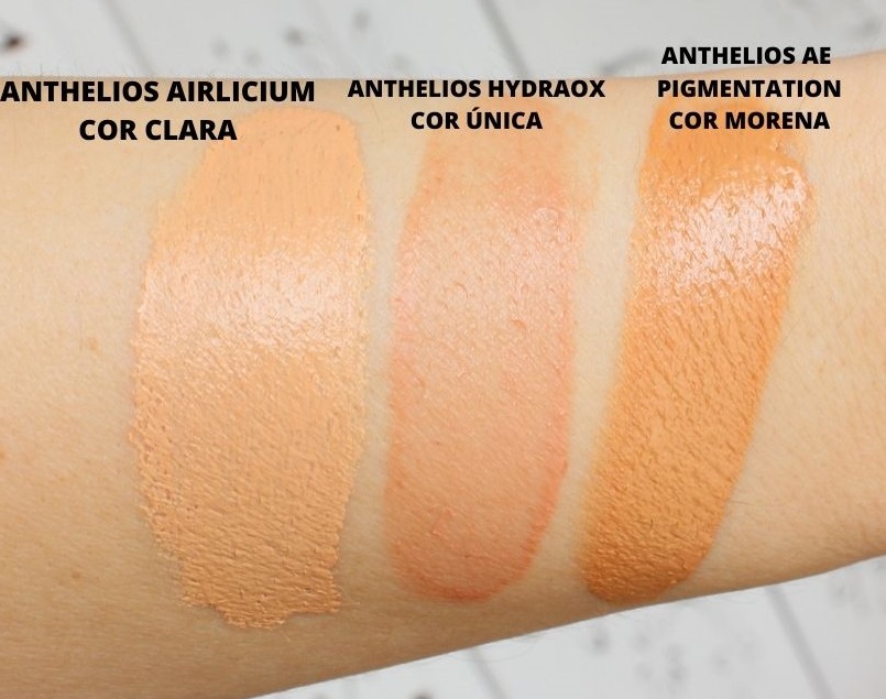 Anthelios com cor - amostra das cores