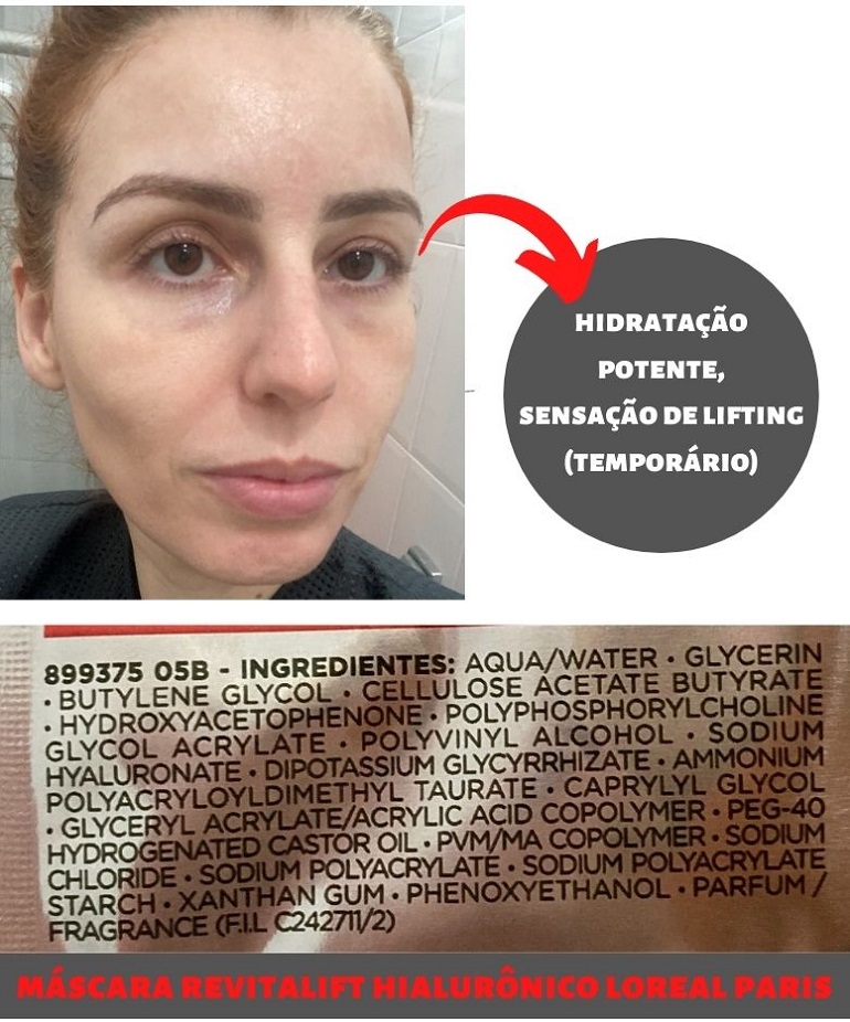 Máscara Facial Preenchedora Revitalift Hialurônico resenha composição